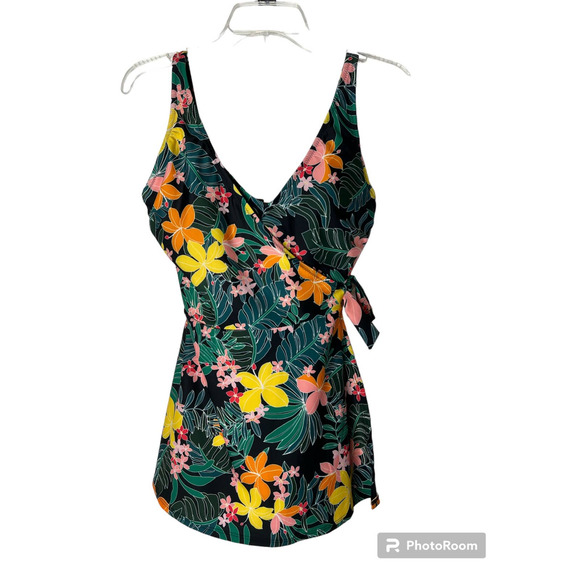 New Old Navy One-piece Swimsuit w/Skirt in Green Multicolor Print Size Medium - Picture 1 of 5